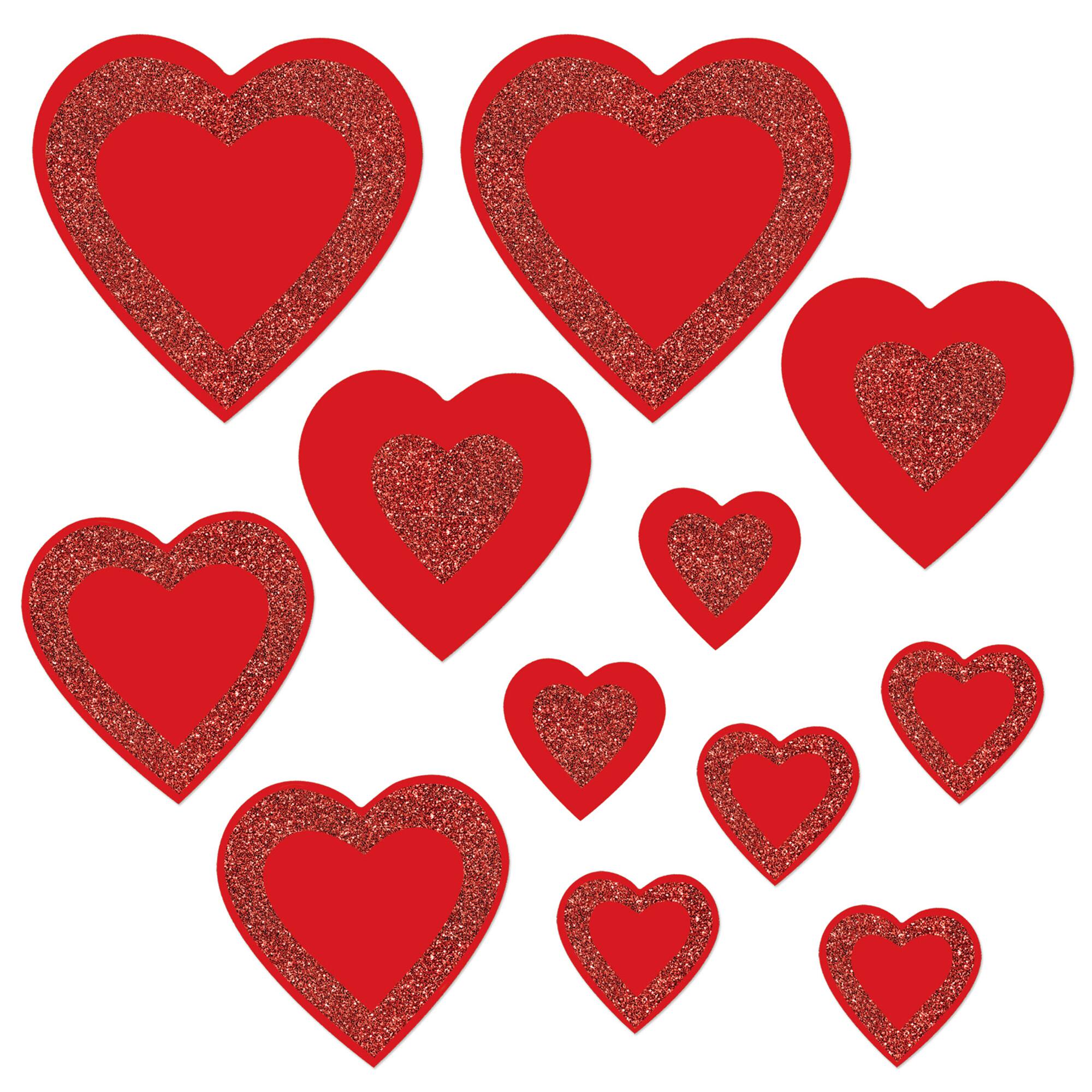 Beistle Red Glittered Heart Cutouts, 12ct.